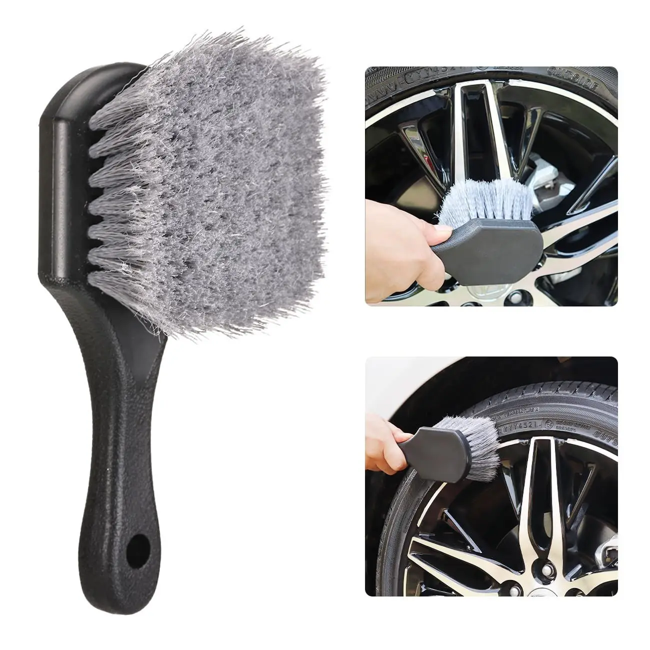 Car Wheel Cleaning Brush Short Handle Detail Brush Tire Rim Washing Brush Universal Vehicle Cleaning Accessories Set Auto Tools