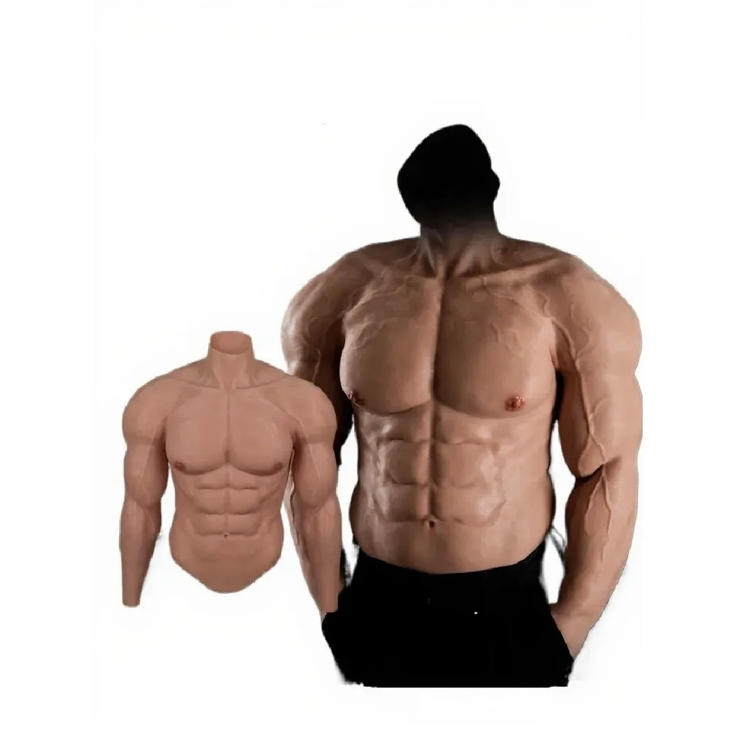 Men's Silicone Muscle Suit Cosplay Prop, Realistic Chest Muscle Costume (Contact Seller After Purchase with Height & Weight)