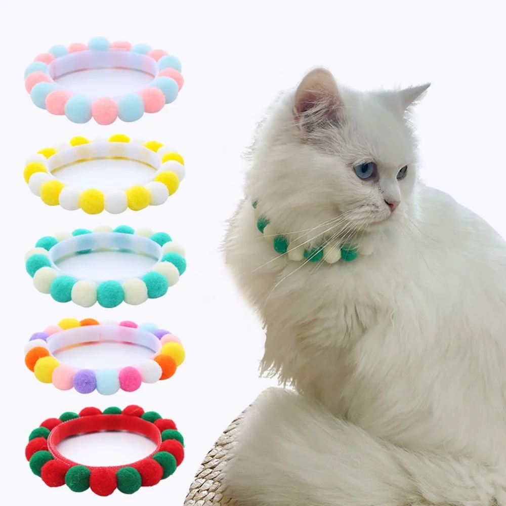 Plush Fruit Cat Collar Adjustable Multicolor Ball Pet Collars Traction Cat Accessories Christmas Pet Dogs Necklace Dog Collar