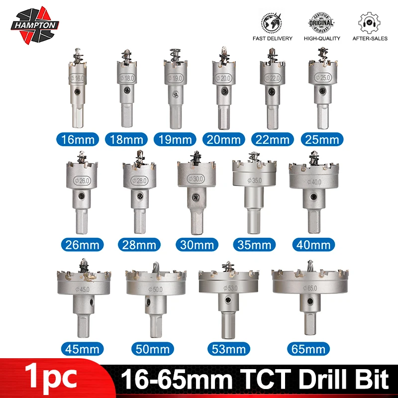 

16-65mm Hole Saw Cutter 1pc Carbide Tip TCT Drill Bit Hole Saw For Stainless Steel Plate Iron Metal Alloy Drilling Tools