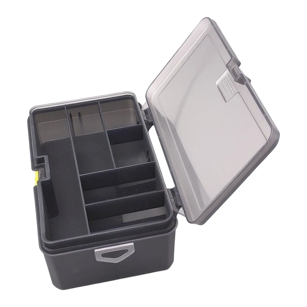 Compact Fishing Lure and Hook Organizer Box with Dual Layer Design Multi-division Interior and PP Shell for Onboard Use
