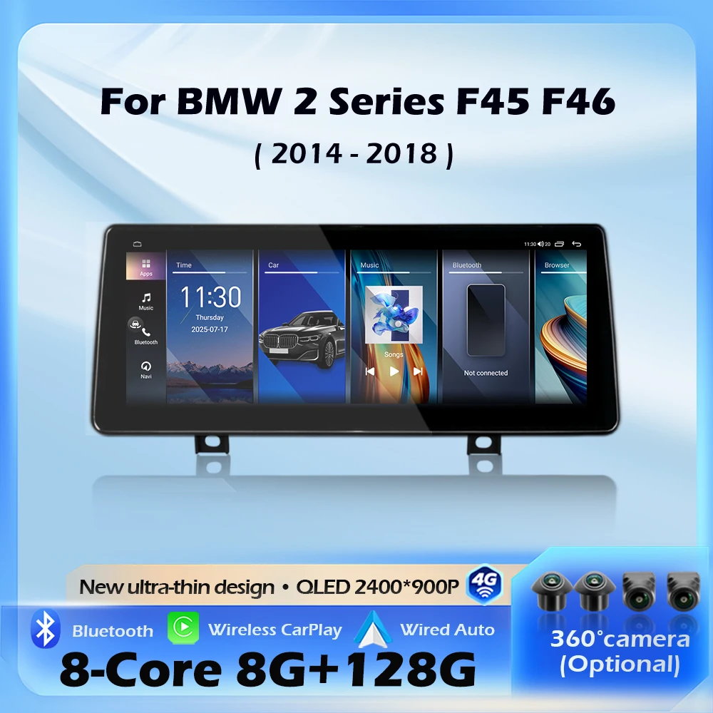 Android Auto für BMW 2er Serie F45 F46 2014 - 2018 NBT EVO System Carplay Multimedia Display Touchscreen 4G WIFI Navigation GPS