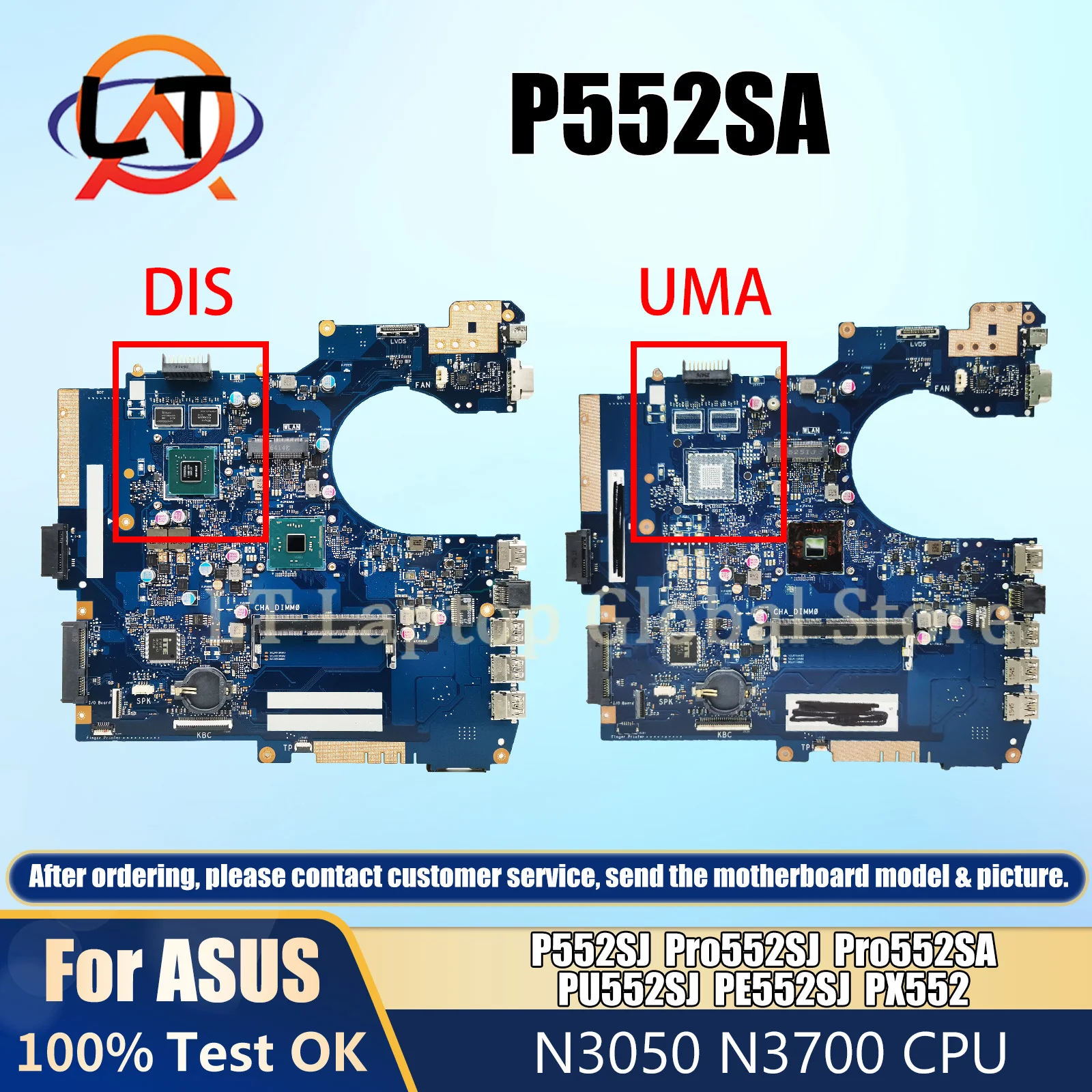 

P552SJ Mainboard For Asus P552SA Pro552SJ Pro552SA PX552SA PU552SJ PE552SJ Laptop Motherboard With N3050 N3700 CPU GT920M V2G