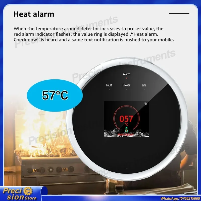 WiFi Gas Leak Detector for LPG Natural Gas with For Tuya App Control Smart Home Alarm LCD Display Safety Fire Security Monitor