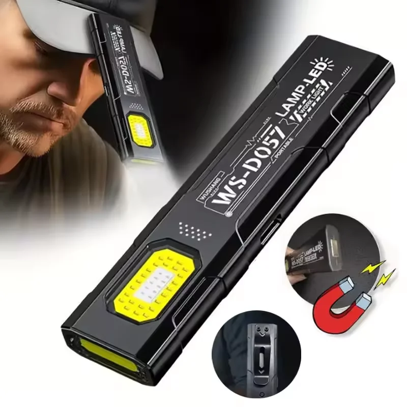 Powerful Mini COB LED Keychain Flashlight USB Rechargeable Hanging Work Light Waterproof Keyring Camping Walking Pocket Lamp