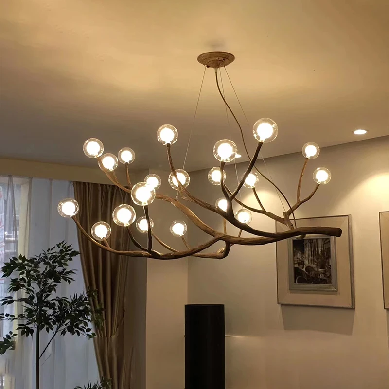 

Nordic Creative Retro Bionic Twigs Led Chandelier B&B Living Dining Room Home Decor Pendant Lights Bedroom Hanging Lamp Fixture