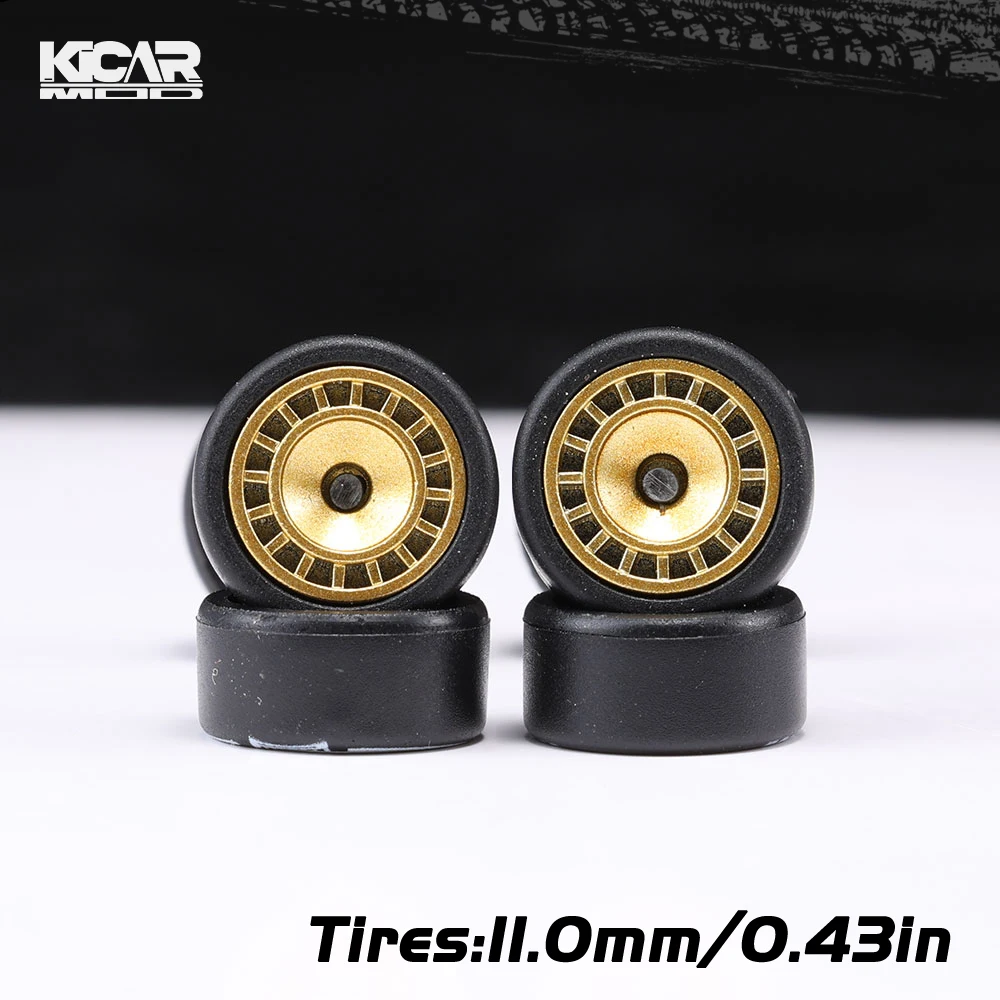 Kicarmod 1/64 Modellauto Abnehmbare Räder mit Gummireifen Umbauteile für Druckguss-Spielzeug Matchbox D:11mm 1 Set – Detail 13