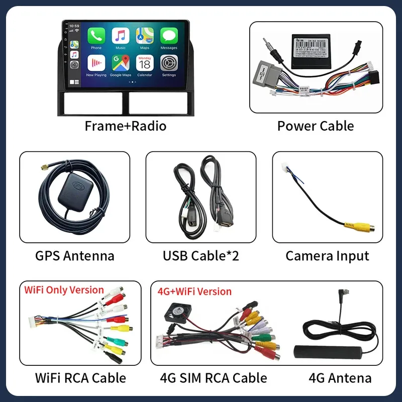 أندرويد 15 Carplay راديو السيارة التلقائي لسيارة جيب جراند شيروكي II WJ 1998 - 2005 الملاحة نظام تحديد المواقع مشغل وسائط متعددة ستيريو WIFI + 5G 2DIN
