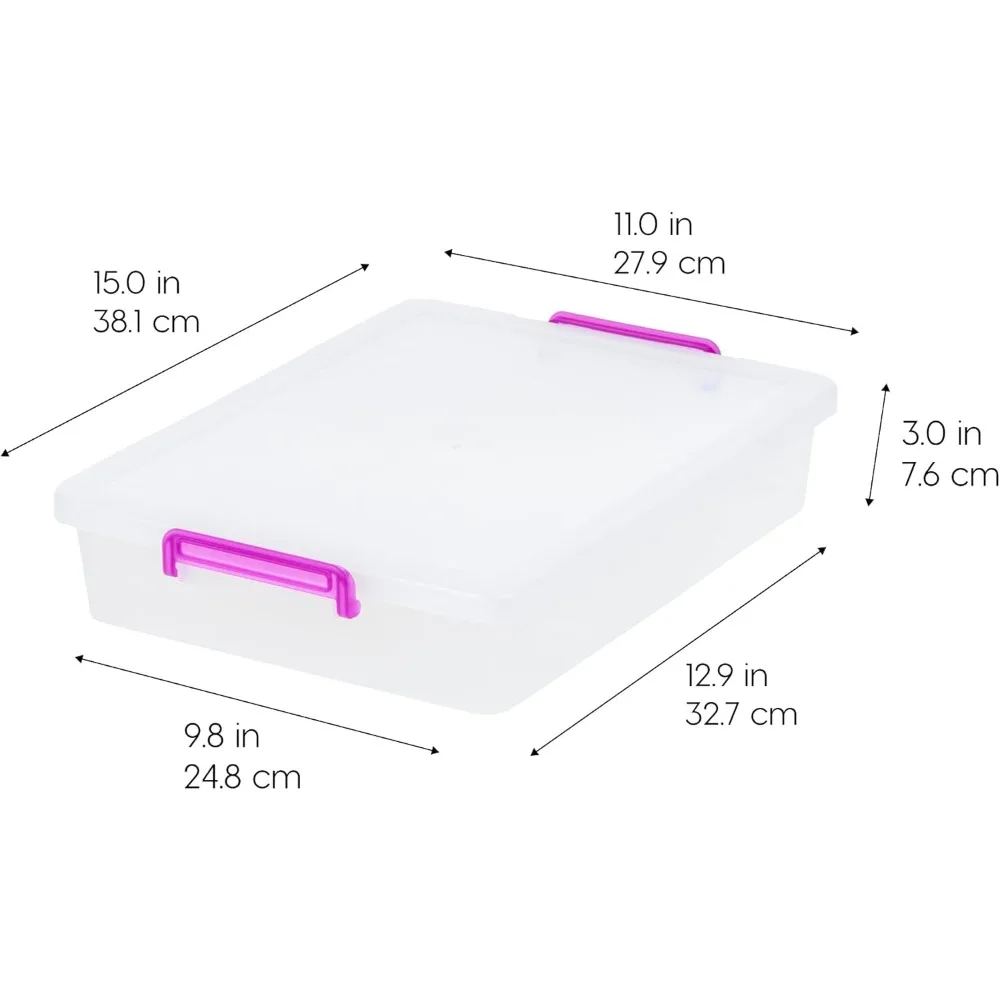 6 عبوات من صناديق تخزين بلاستيكية شفافة مع أغطية - منظم قابل للتكديس للحرف اليدوية والمكتب واللوازم المنزلية