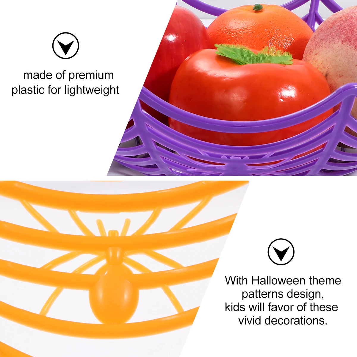 

10 Pcs Cobweb Fruit Basket Halloween Trays Spooky Party Serving Sweets Bowl Biscuit