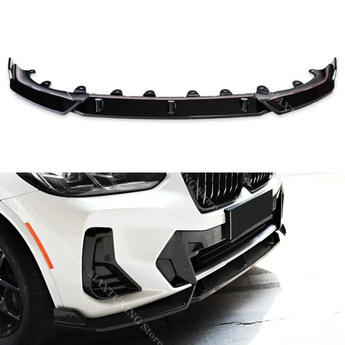 M Performence Style Front Bumper Lip Splitter For BMW X3 G01 / X4 G02 LCI M-Sport 2021-2024 Under Chin Apron ABS Bodykits Tuning