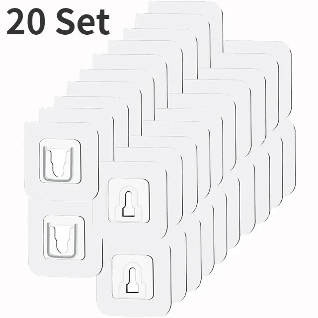 20/1Set Dubbelzijdig Zelfklevende Muurhaak Hanger Socket Router Houder Ponsvrij Sterke Transparante Houder Fotolijst Plakken Haak