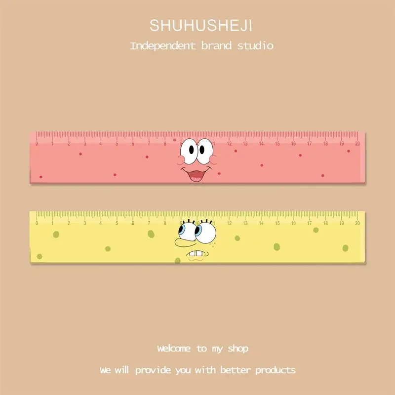 

SpongeBo SquarePants Acrylic Ruler Cute Cartoon Straight Ruler for Students Unisex Simple Art Stationery for Drawing Measuring