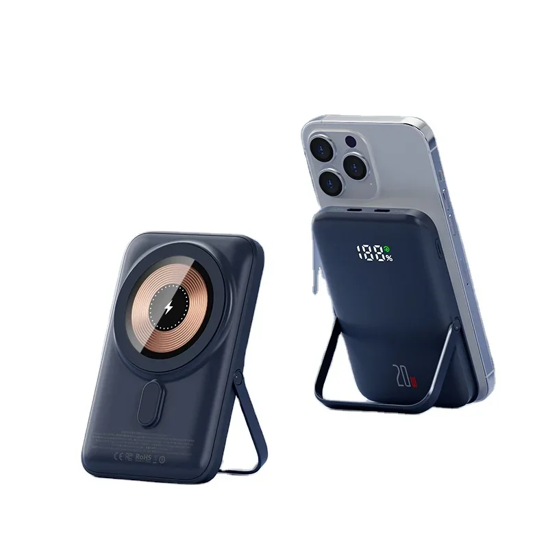 

Travel Magsafe Wireless Charger 10000mAh Digital Display Powerbank Fast Charge External Battery with Bracket for IPhone 15 14 13