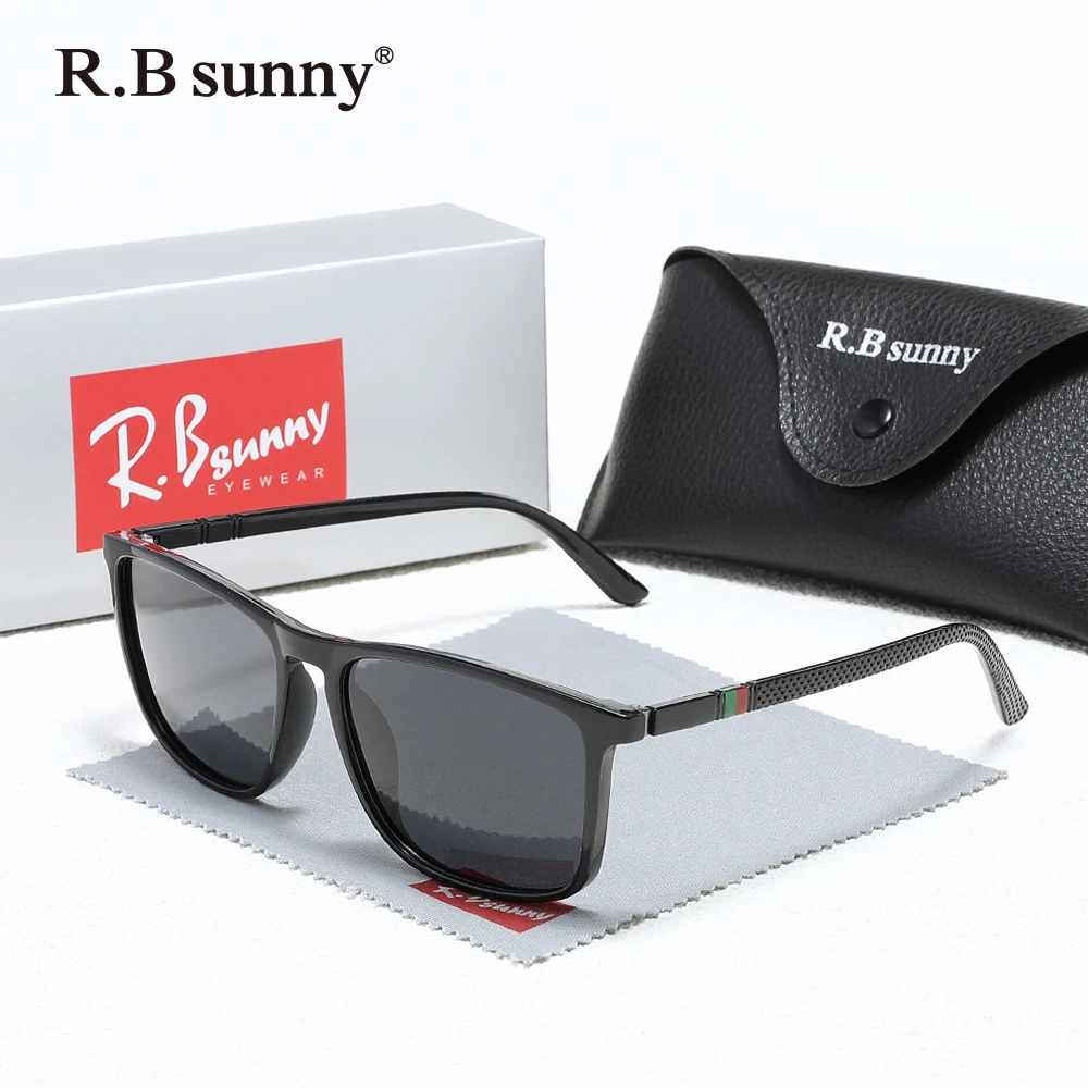 RBsunny, nuevas gafas de sol polarizadas populares para hombres/mujeres, montura cuadrada, gafas clásicas UV400 para conducir al aire libre, gafas antideslumbrantes de moda