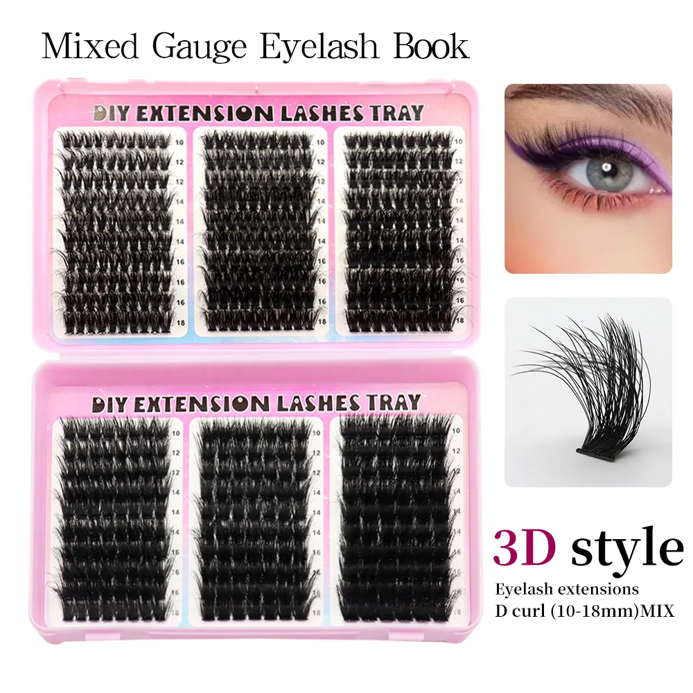 60D/80D/100D/120D/160D/200D كتاب رمش مختلط حجم كبير الرموش تمديد أسود سميك عبر مرحلة طويلة ماكياج E