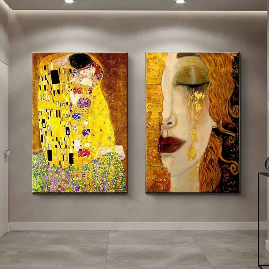 DIY Diamond Painting Gustav Klimt Freya Tears Kiss Figure Art Diamond Mosaic Full Drill Embroidery Handmade Hobby x2PCS