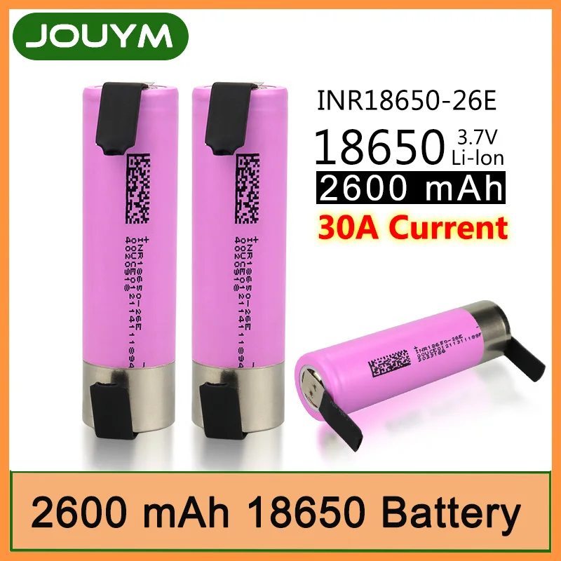 

3.7V 2600mAh High Discharge 30A 15-20mΩ 18650 Li-ion Rechargeable Power Bateria Cell for Screwdriver