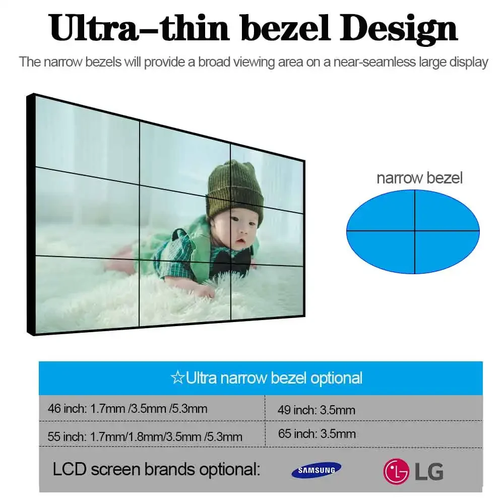 49 Inch Wall Mount 3x3  Wall Panel 5.5mm Narrow Bezel Advertising Display Full Hd Screen Lcd  Wall