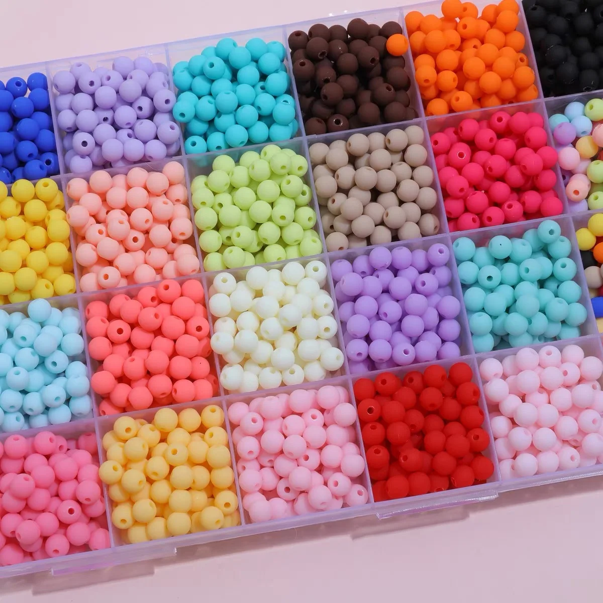 50-100pcs/lot Acrylic Beads Round Loose Beads For Jewelry Making DIY Necklace Keychain Beaded Pen Accessories