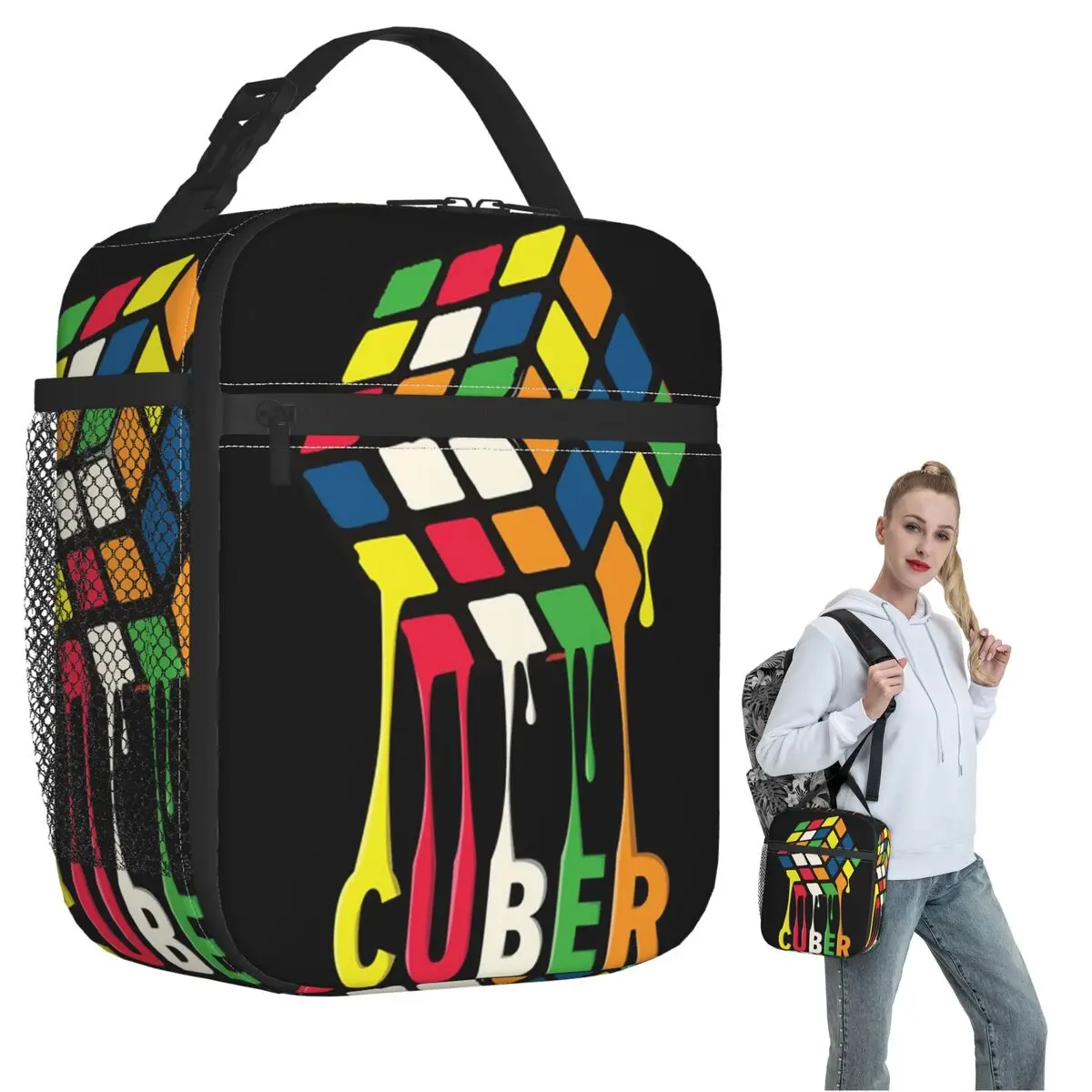 Rubix Rubiks Rubics (14) Insulated Lunch Bag for Women Kids Leakproof Food Boxes Thermal Lunch Box Tote