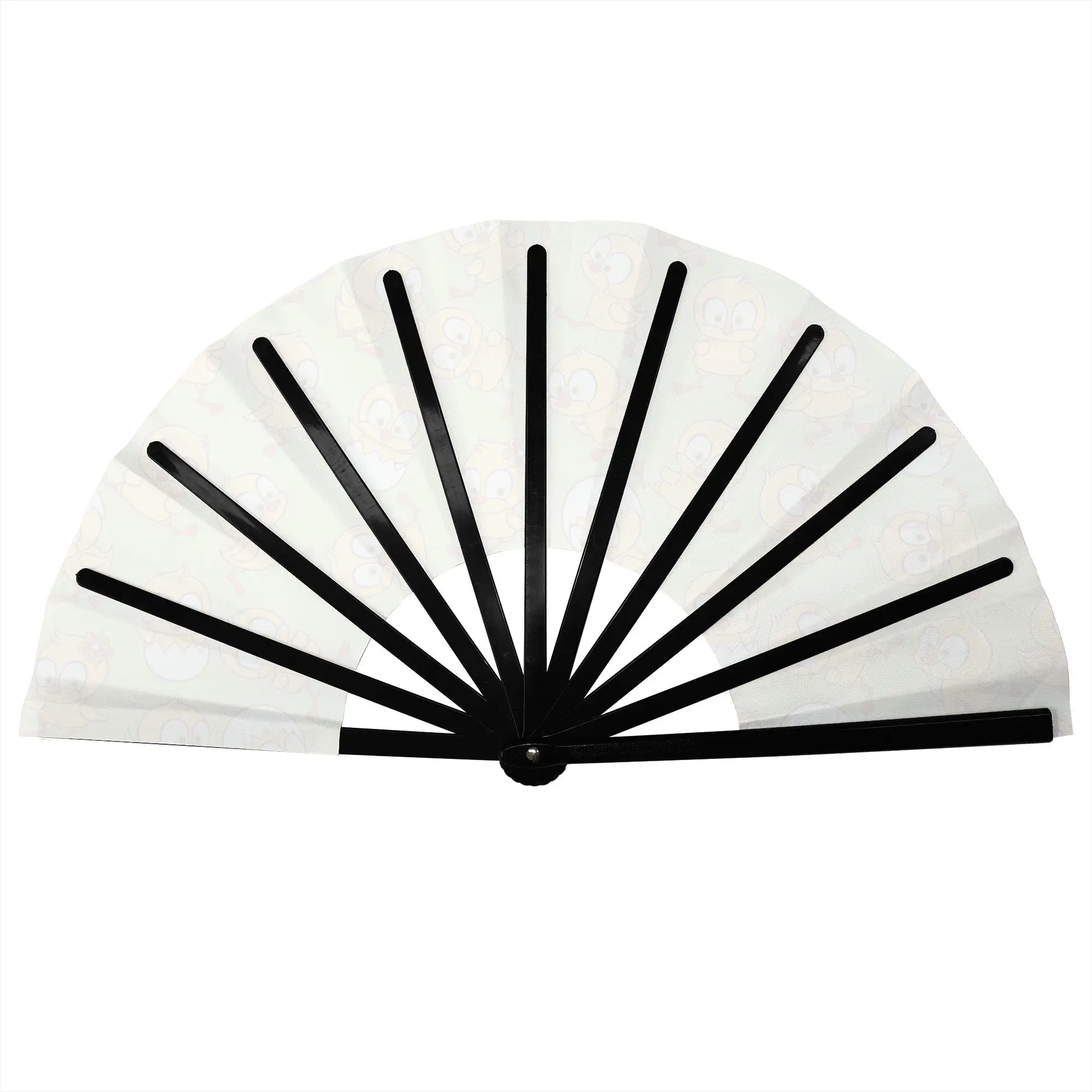 Fashion Trend Cute Cartoon Chicks Stylish Hand Fan  Men  Printed Polyester Fan Vintage For Sports Events Gift