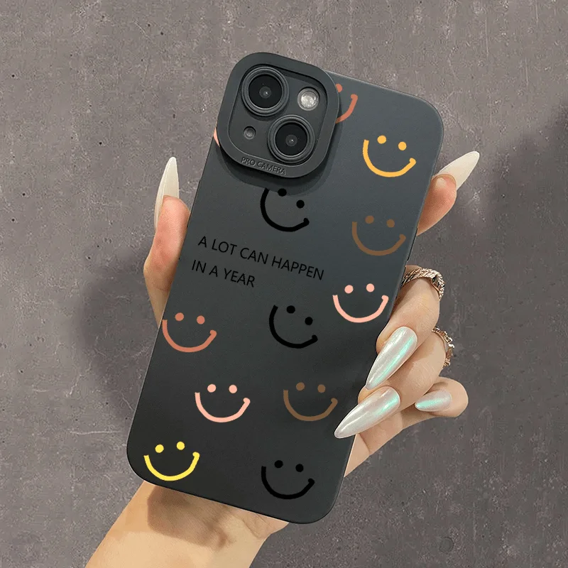 Bright and Cheerful Happy Face Graphic Phone Case For iPhone 15 14 13 12 11 X XR XS SE2 SE 8 7 Plus Pro Max Silicone Back Cove