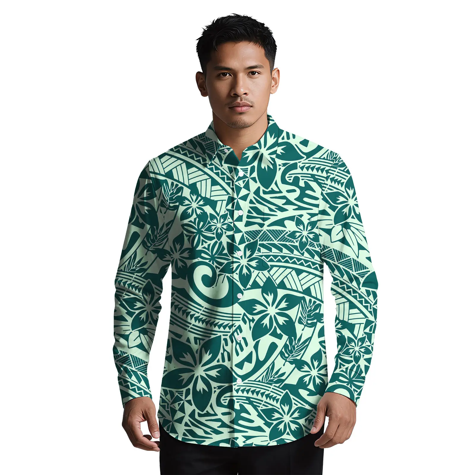 مخصص طباعة رجال الأعمال الملابس البولينيزية شخصية بلايز ساموا الرجال الرسمي كم طويل تي شيرت هاواي ألوها القمصان #3