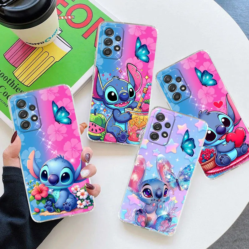 

Stitch Clear Case For Samsung Galaxy A57 A37 A56 5G A36 Cases A55 A54 A35 A26 A07 A17 A16 A06 A34 A15 Shockproof Cover Butterfly