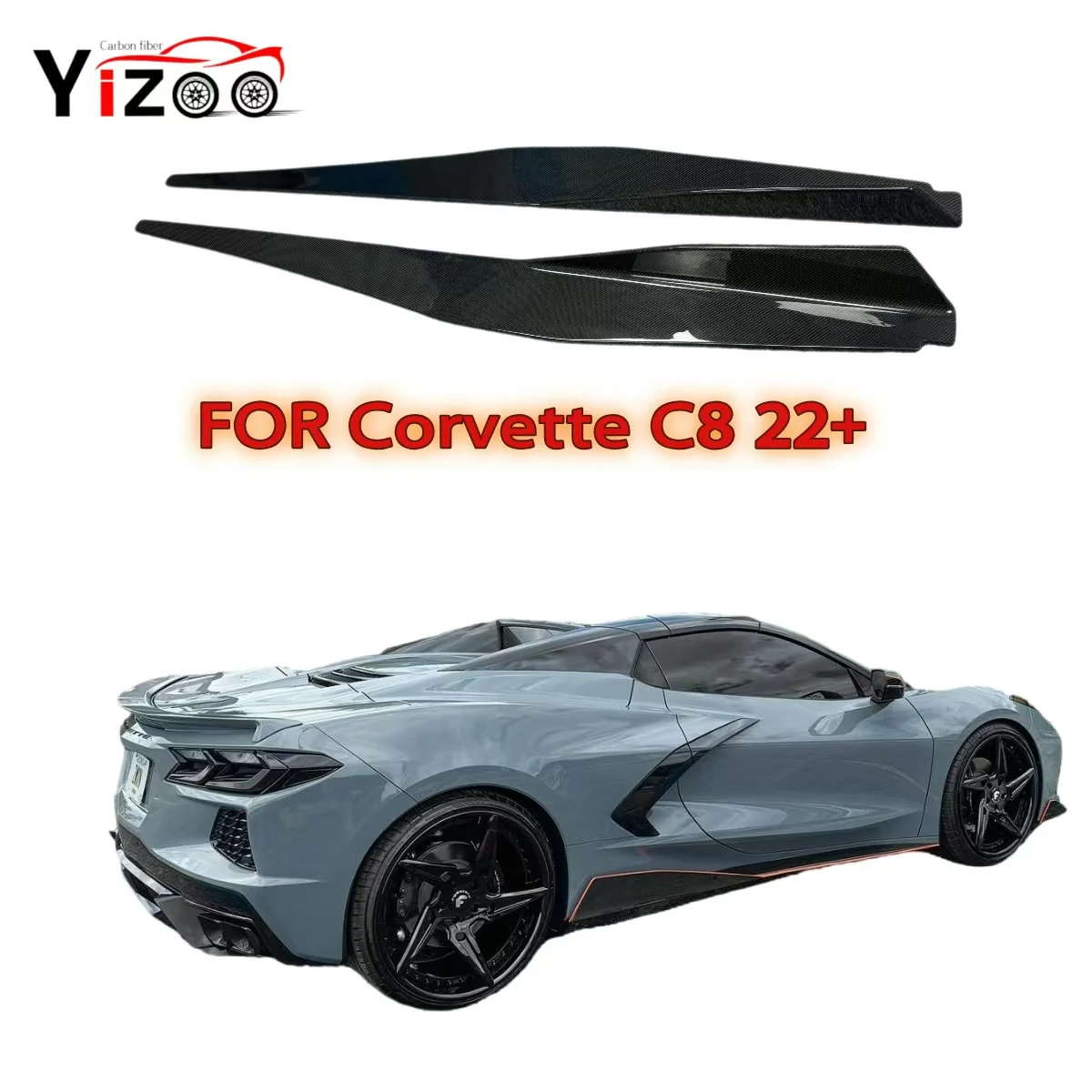 For Chevy corvette C8 Z06 2021-2023 Carbon Fiber Side Skirts Extension Lip Splitters Cupwings Winglets Canards Apron Body Kit