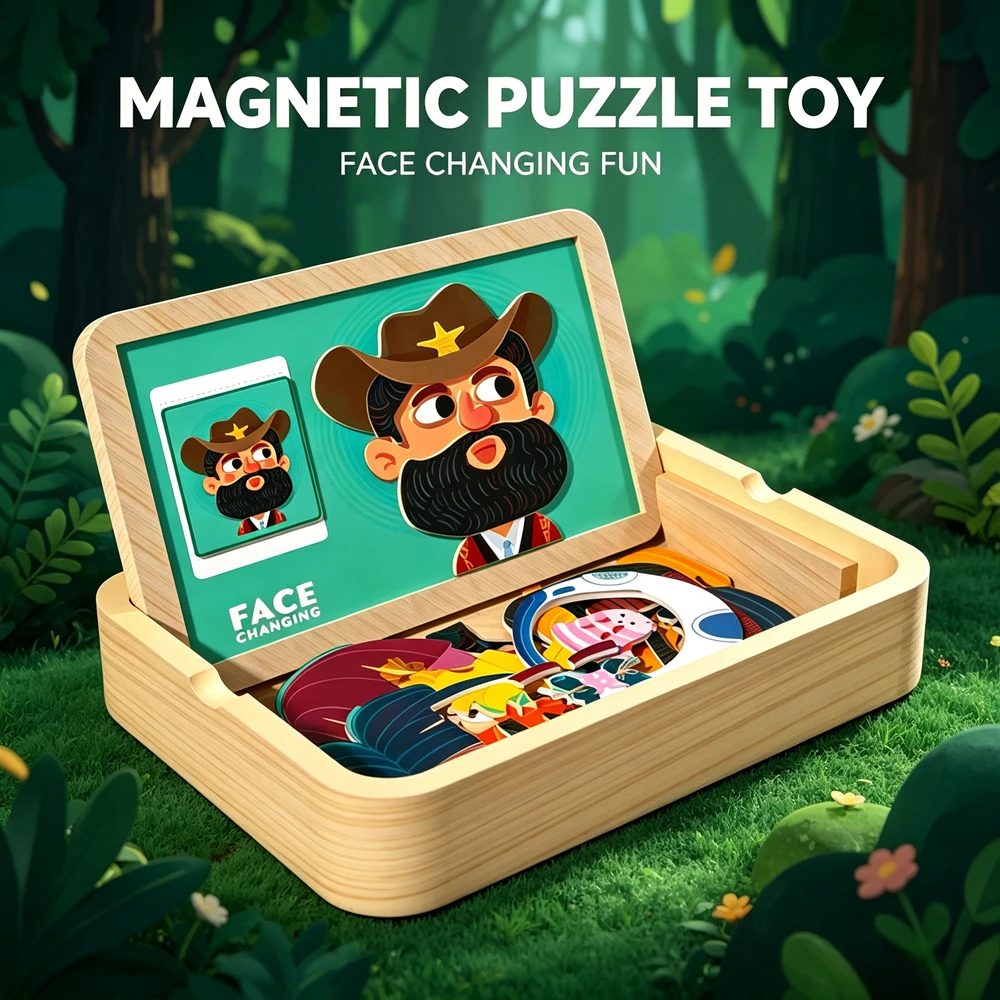 

Magnetic Face Changing Puzzle Double Sided Assembly Educational Toy Pattern Matching Magnetic Building Blocks Birthday Gift