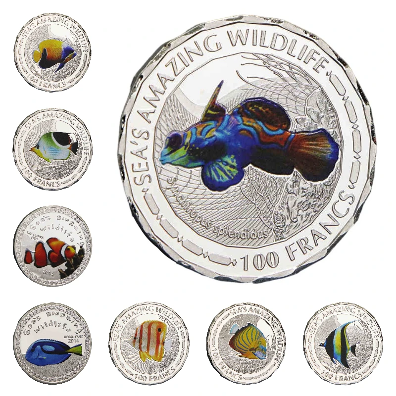 

8 Types Wildlife Africa Fish Lion Commemorative Coins Collectibles for Collection Gifts Business Beautiful