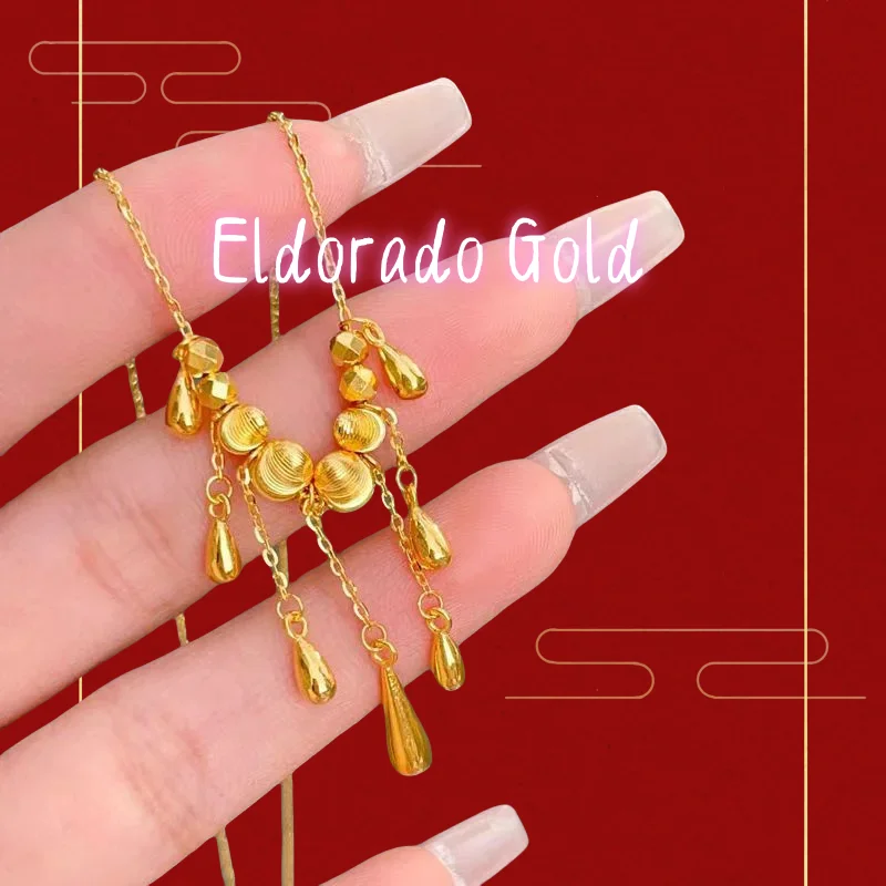 

Высокое качество AU750 18-каратное золото кошачий глаз ожерелье с кисточками и женской цепочкой на ключицу в придворном стиле подарок на День святого Валентина