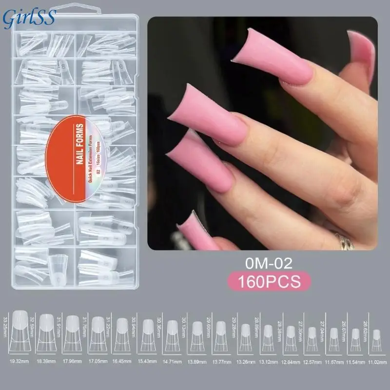 160Pcs Extension Natural Fit Clear Forms With Multiple Sizes For Perfect Extension Comfort And Easy Use T4MB