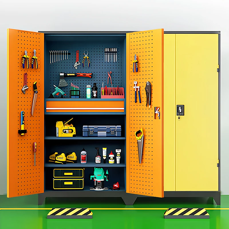 خزانة أدوات ذات مضخة واحدة شديدة التحمل، خزانة حديدية، خزانة أجزاء متعددة الوظائف، خزانة أجهزة، باب مزدوج، خزانة غرفة المرآب #4