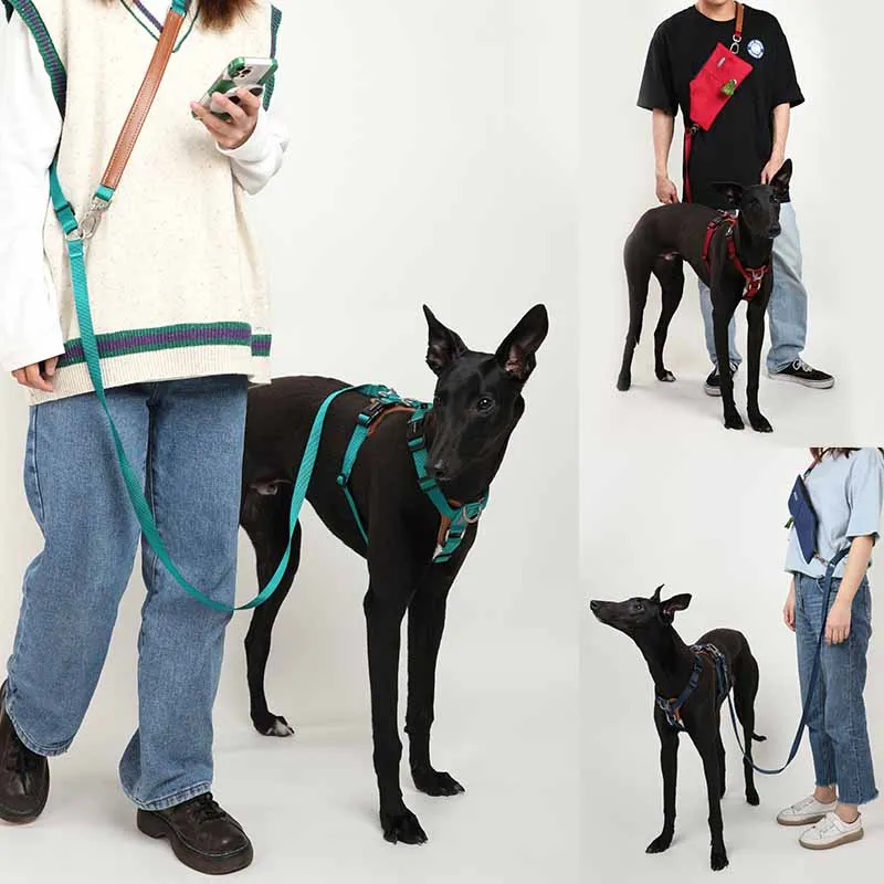 Mysudui No Pull Dog Harness Adjustable Leather Pet Vest for Easy Walking with 2 Leash Clips Small Medium Large Dogs