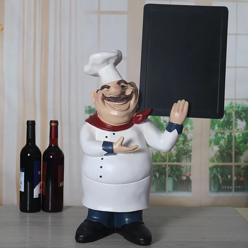 European-style large resin fiberglass chef message board, decorative ornament for restaurant, hotel, and shop entrances
