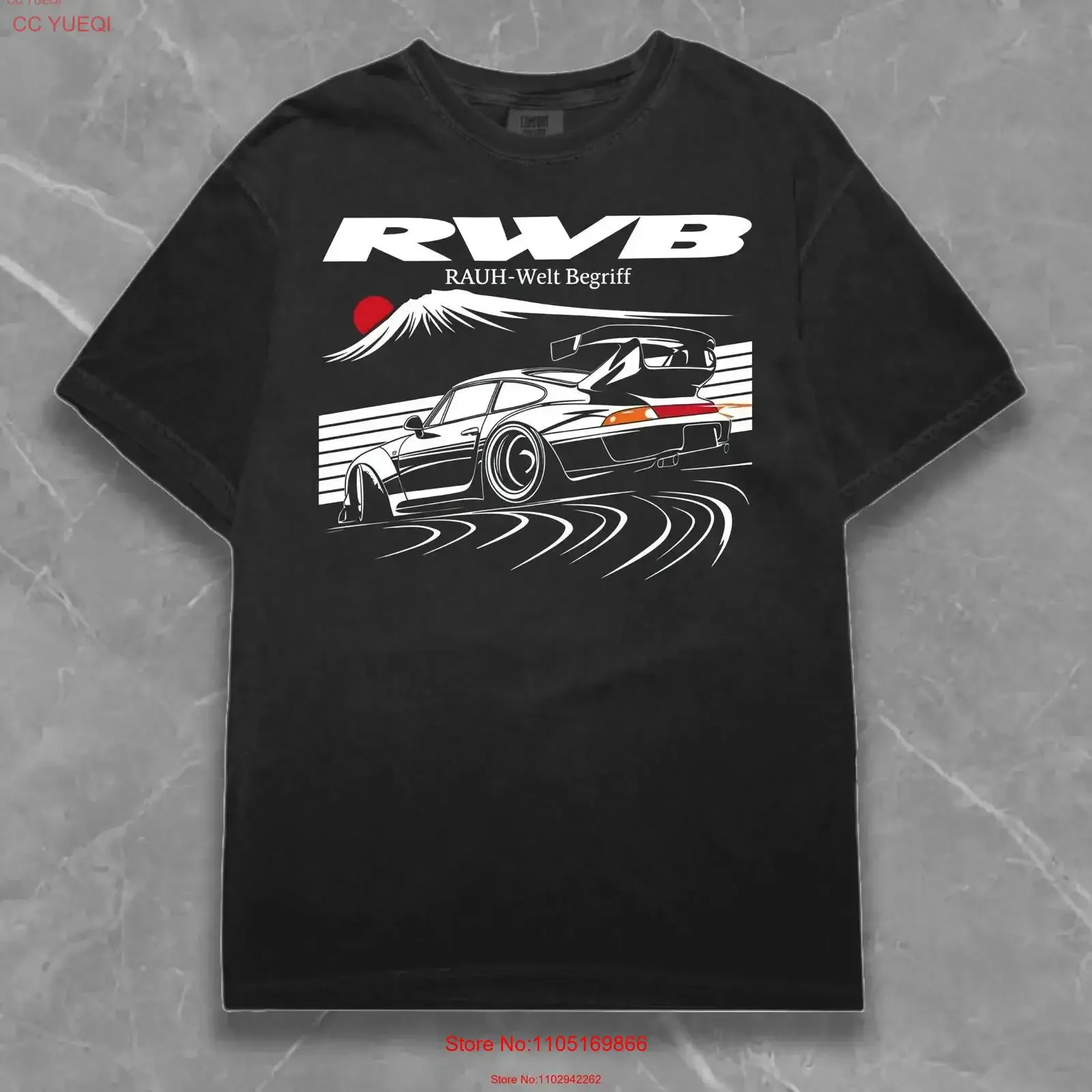 RWB Inspired Classic Car T Shirt JDM Enthusiast Vintage Auto Turbo Retro Anime vintage Washed streetwear graphic Versatile