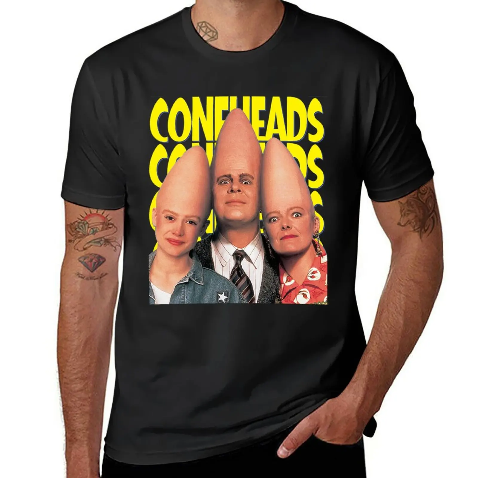 

Футболка Coneheads, милые топы, черная винтажная мужская одежда funnys