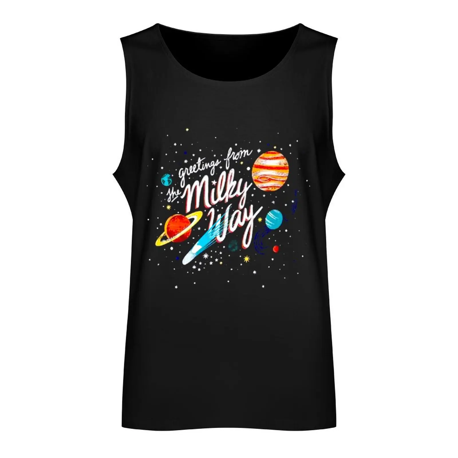 Greetings From The Milky Way Tank Top sleeveless t-shirts for men bodybuilding bodybuilding men clothes Japanese t-shirt