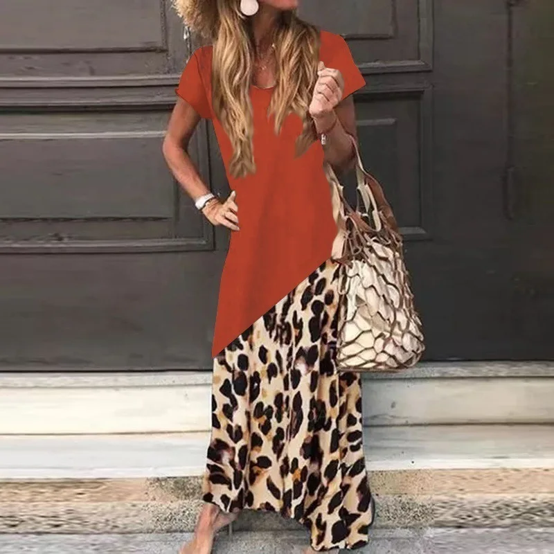 Nowa strona Vintage Leopard Robe 2022 jesień Casual długi rękaw Maxi długi Vestidos sukienka moda ponadgabarytowych kobiet długa sukienka koszulowa