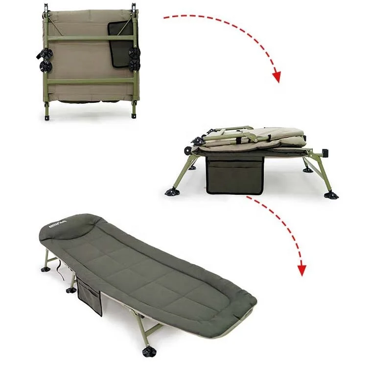 Green Instock Portable Backpack Folding Lounge Chair Camping Cot Indoor&Outdoor Folding Bed for Travel Office Camping Beds