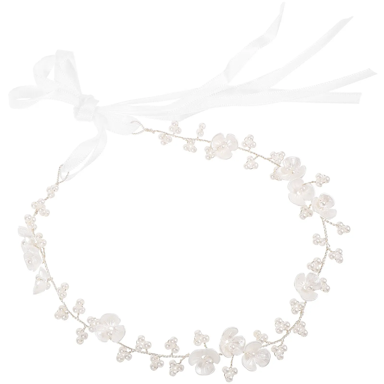 Diadema de Perlas con Flores de Plástico Elegantes, Accesorio para el Cabello de Novia, Cómodo, Corona para Boda, Primera Comunión