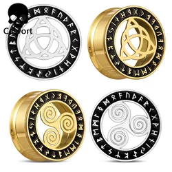 Casvort 2PCS 316 Stainless Steel Ear Gauges Stretcher Viking Rune Ear Plugs Tunnels Piercing Expanders Women Men Body Jewelry