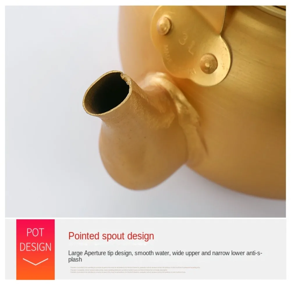 

0.75-4L New Household Travel Cookware Coffee Pot Gold Aluminum Portable Teapot Water Kettle