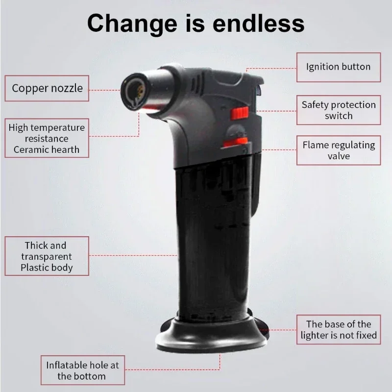 Outdoor Portable High Temperature Welding Gun Butane Gas Torch Lighter Transparent Gas Window BBQ Kitchen Turbo Cigar Lighters