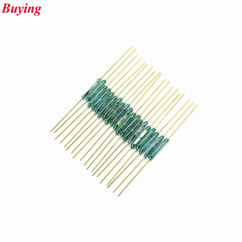 2Pcs-100Pcs Reed Switch 1.8*10mm Magnetic Control Switch Green Glass Reed Switches Glass Normally Open Contact For Sensors NO