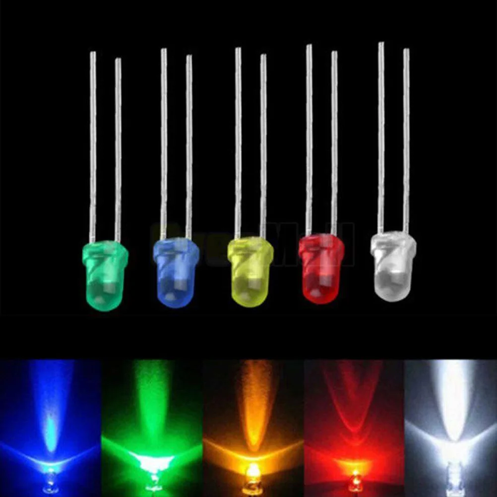 

200 pcs 3Mm 5Mm Led Diodes Kit Assorted Diffused Colors White Yellow Blue Durable Light Emitting For Diy Bulk