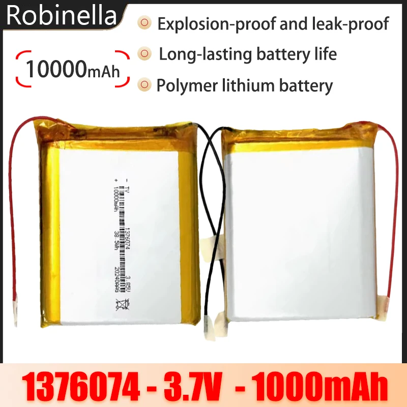 1-10PCS High Quality 1376074 3.7V 10000mAh Lithium Polymer Batteries Lipo Li-Po for Toy Power Bank GPS Laptop Camping Lights Diy