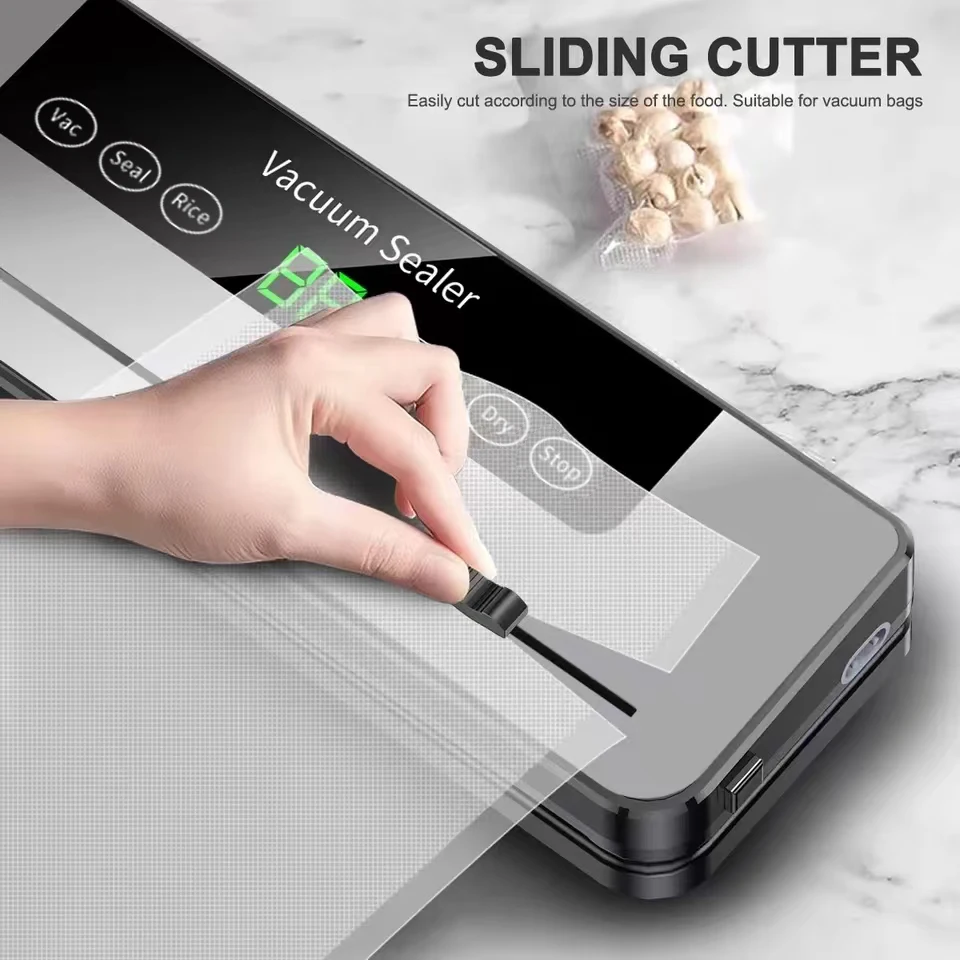 Máquina selladora al vacío de alimentos CENRR, máquina secadora húmeda y seca con UV para almacenamiento de cocina, cortadora integrada, máquina de